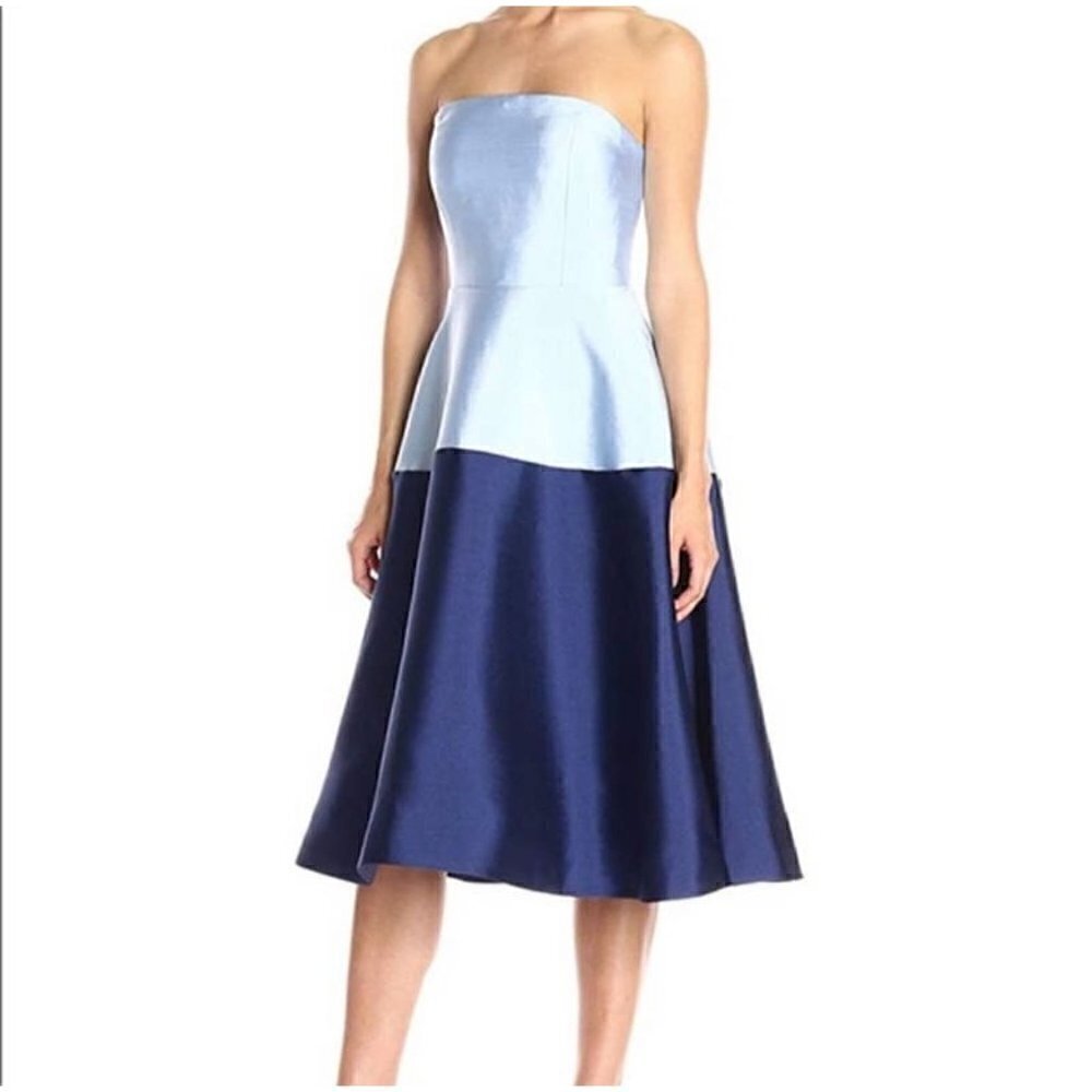 Erin Fetherston Blue Color Block Strapless Dress NWT - Size 6